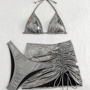 SHEIN Silver Strappy Bikini Set